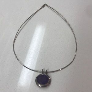 Silver Amethyst Stone Choker Statement Necklace
